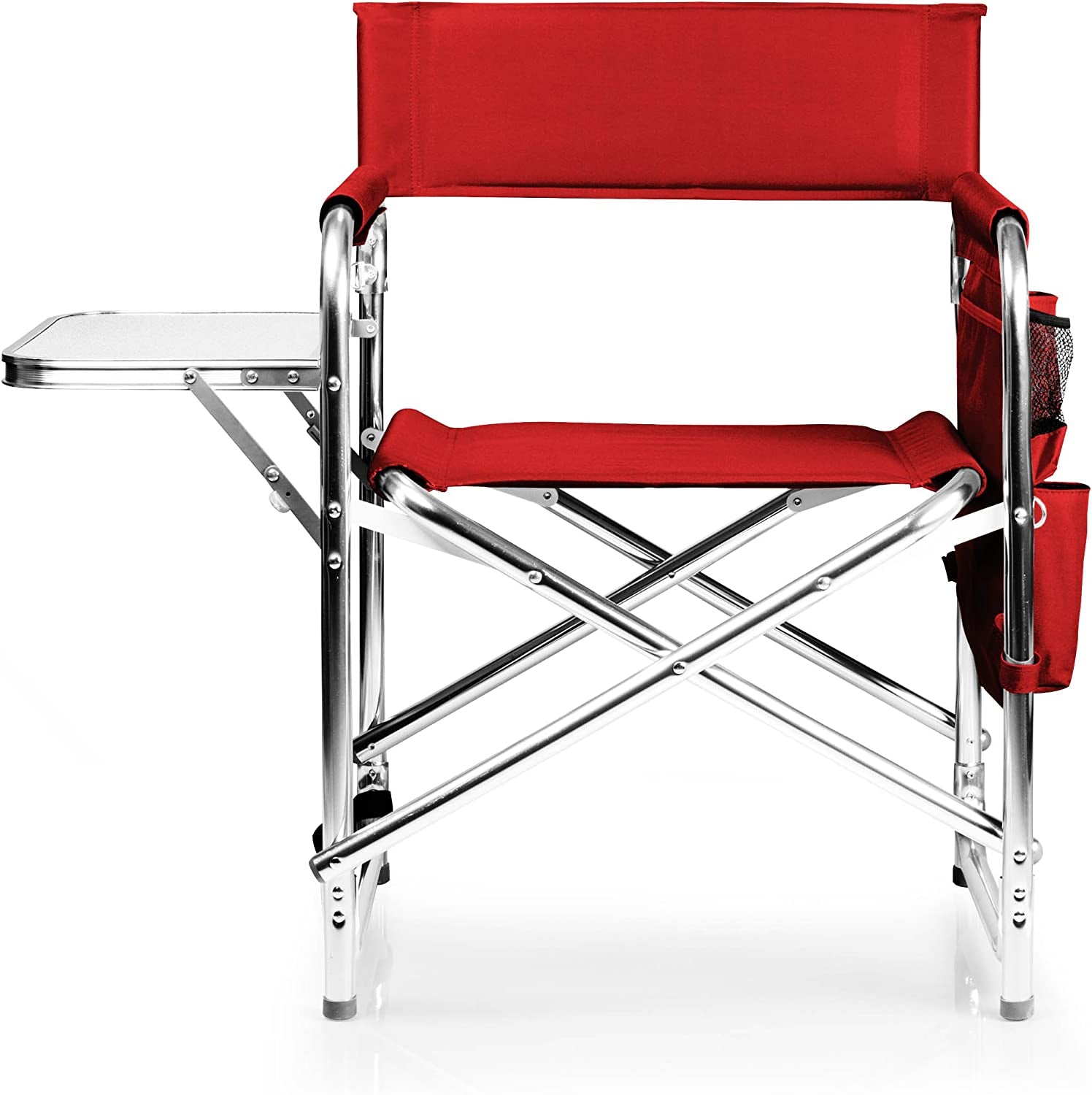 Sports Chair with Side Table, Camping Chair, Beach Chair, Camp Chair for Adults (Red)