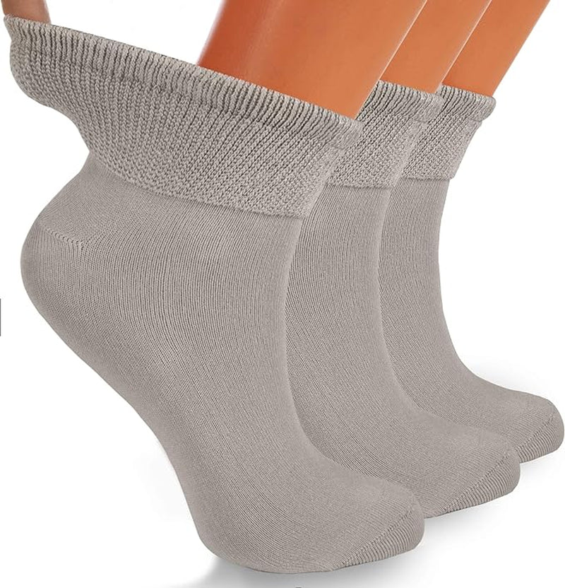 Diabetic Ankle Socks, 3 Pairs, Non-Binding, Breathable, and Anti-Odor